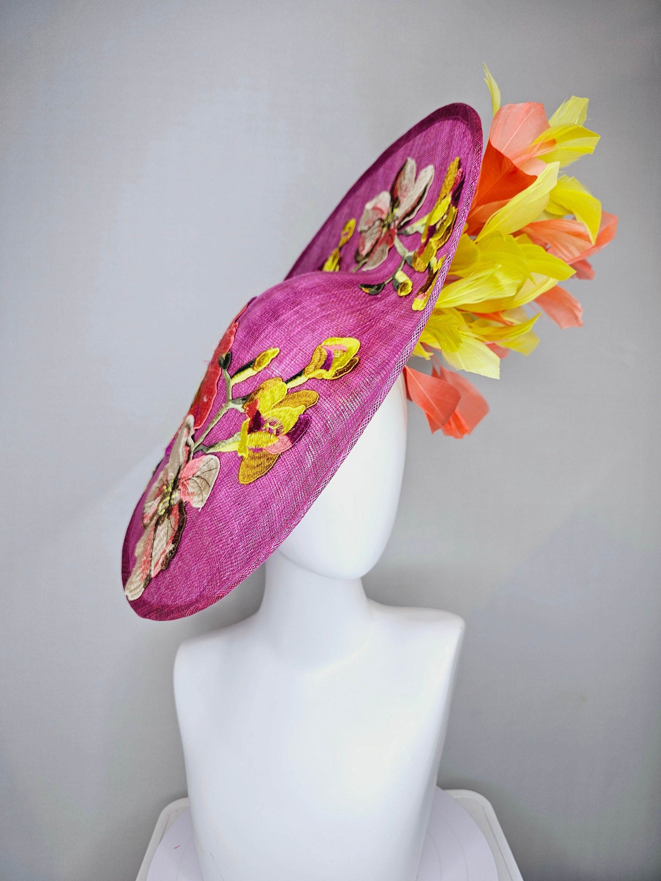 Yellow and Purpler Derby Fascinator Kentucky Derby Hat Fascinator Yellow Magenta Lavender Purple  main image 4