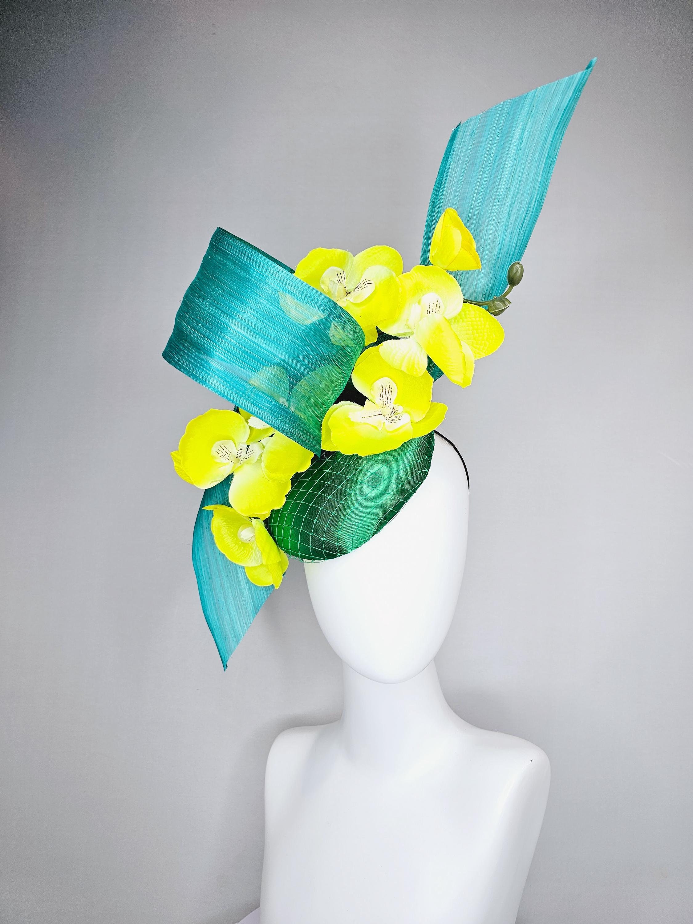 ??? Custom Yellow & Green Feathered Fascinator Headpiece Wedding Fascinators | Bridal & Guest by Hats by Cressida  main image 2
