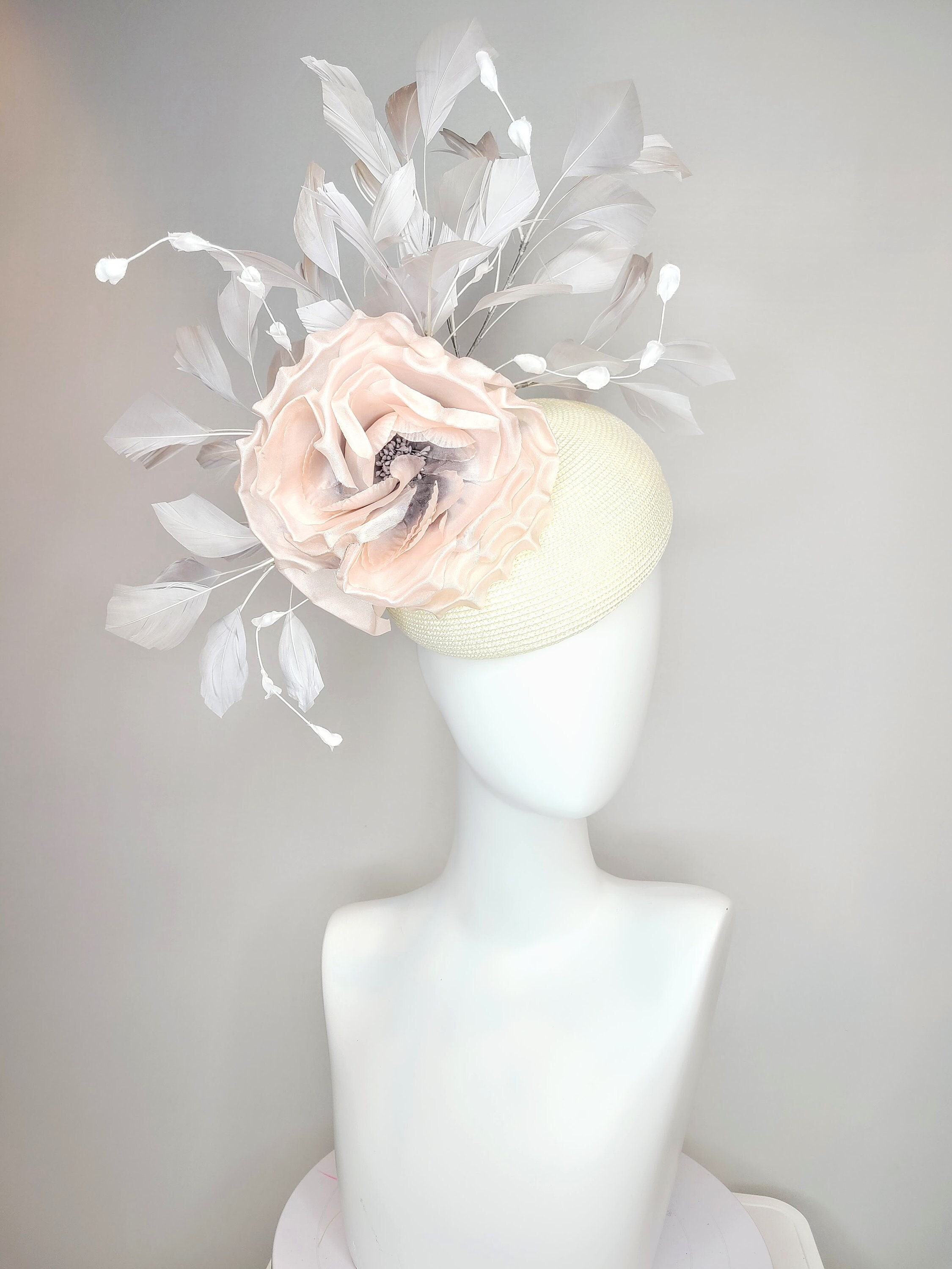 Custom for Rachel Kentucky Derby Hat Fascinator Ivory Large  display picture 1