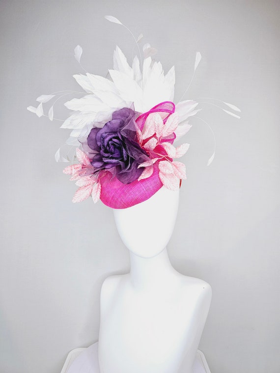 Vintage Fascinator Hat Pink Tones Fabric Leaves Vintage pink fascinator hat - Gem main image 3