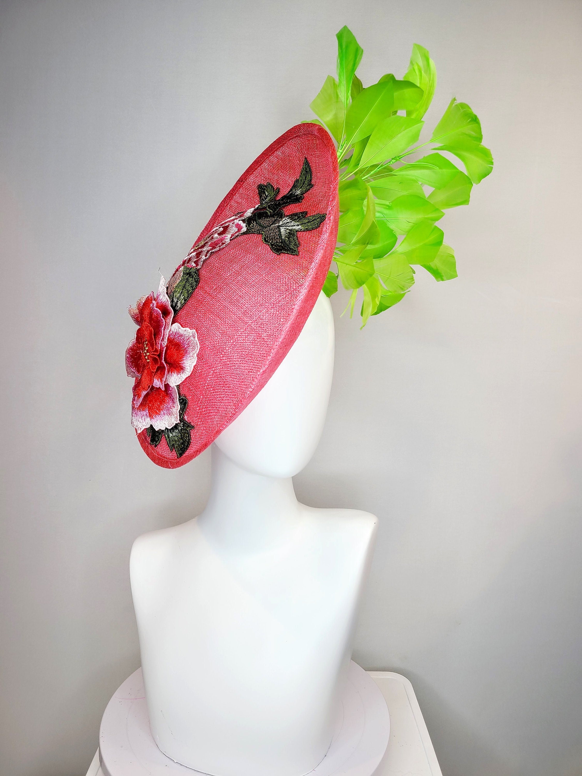 Kentucky Derby Hat Fascinator Coral Orange Sinamay 