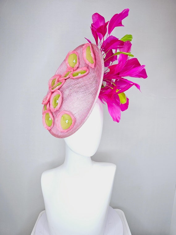 Kentucky Derby Hat Fascinator Light Pink Sinamay Saucer With 