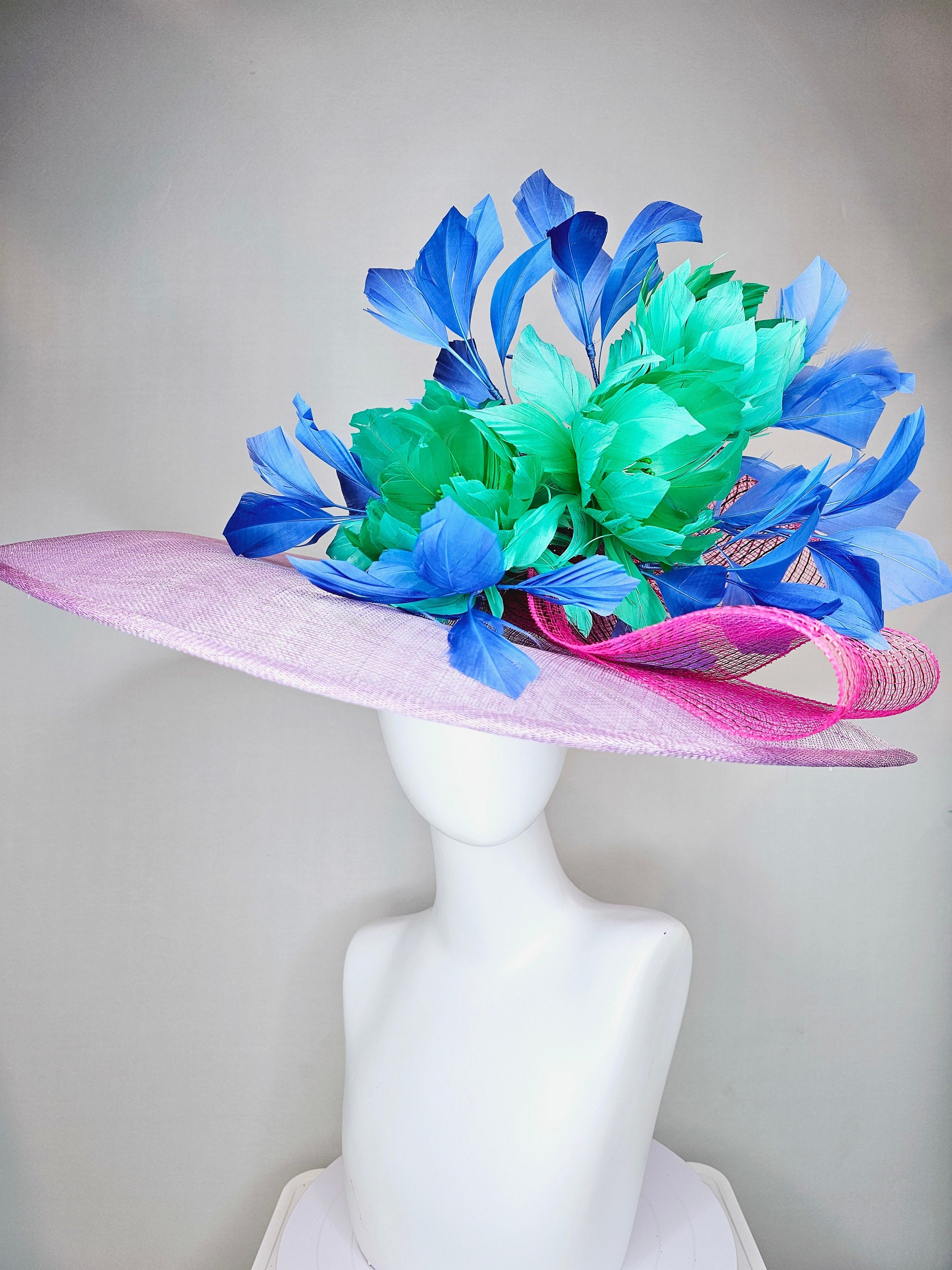 Kentucky Derby Hat Large Wide Brim Sinamay Purple Lavender 