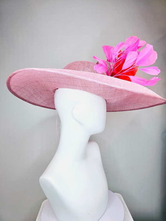 Kentucky Derby Hat Large Wide Brim Sinamay Light Pink Hat  display picture 1