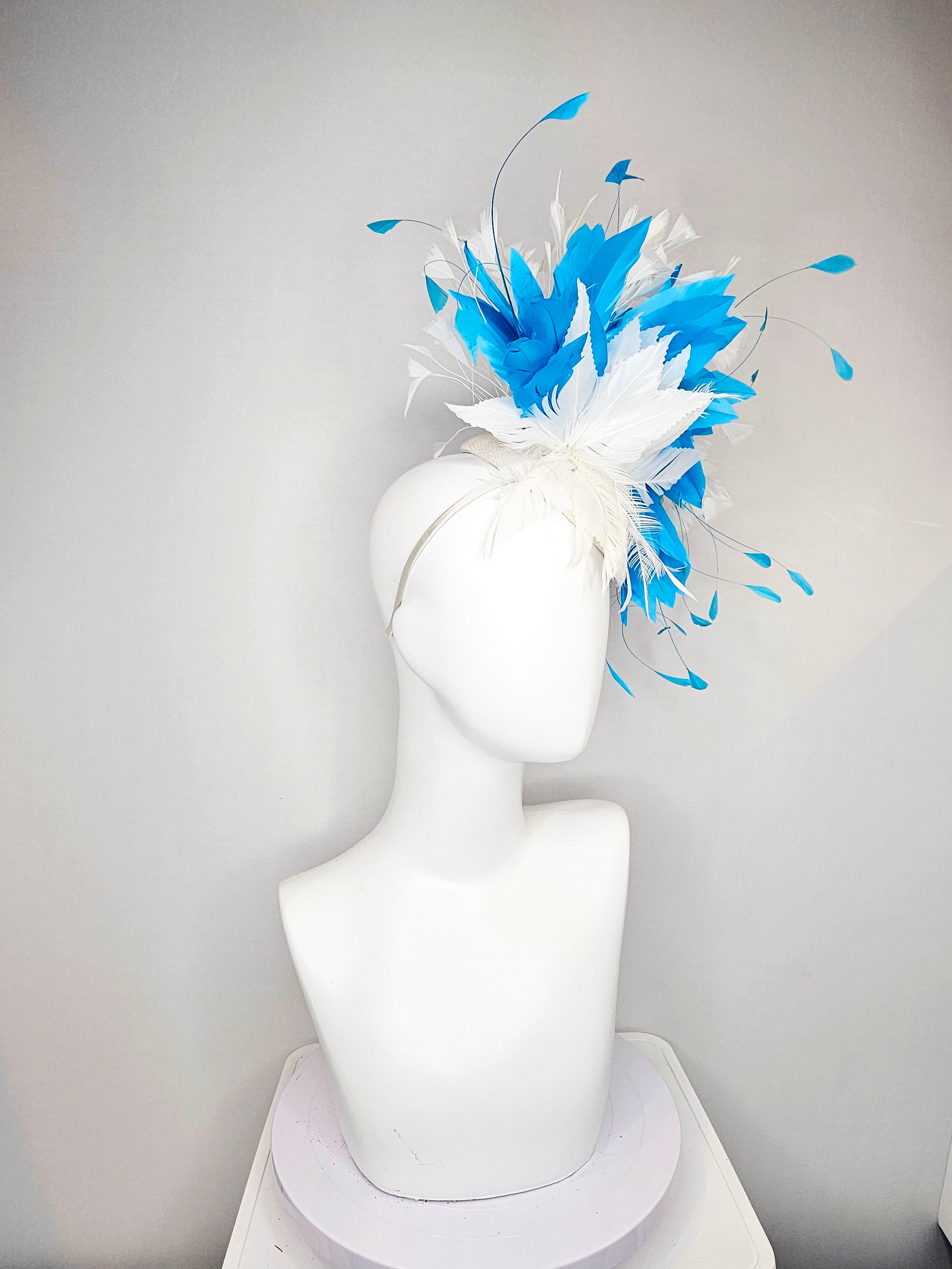 Kentucky Derby Hat Fascinator White Sinamay With White  display picture 1