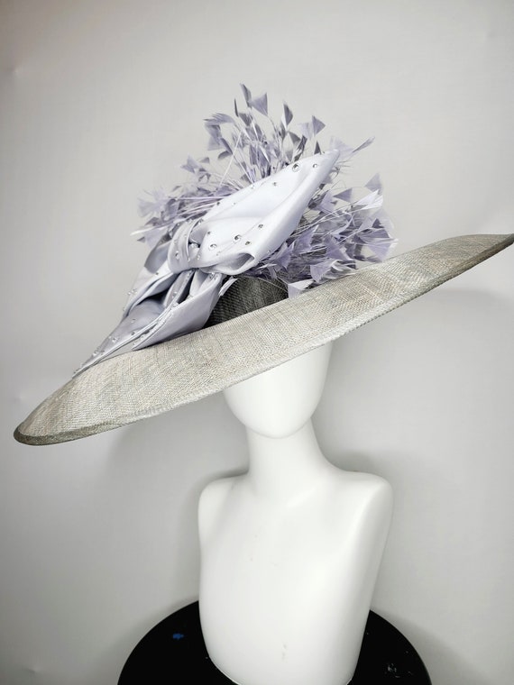 Kentucky Derby Hat Wide Brim Silver 