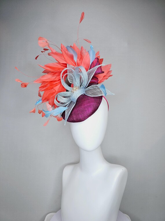 Kentucky Derby Hat Fascinator Purple Violet Sinamay Orange  display picture 1