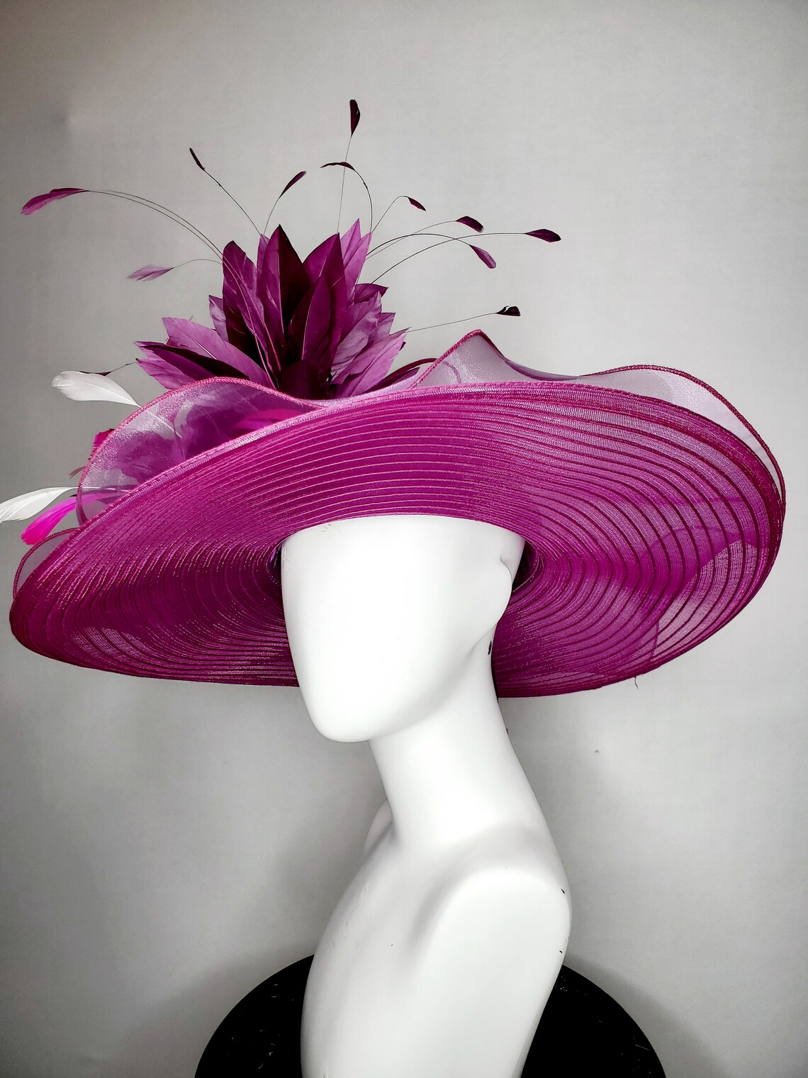 Purple kentucky derby hat sinamay purple magenta striped mesh Etsy