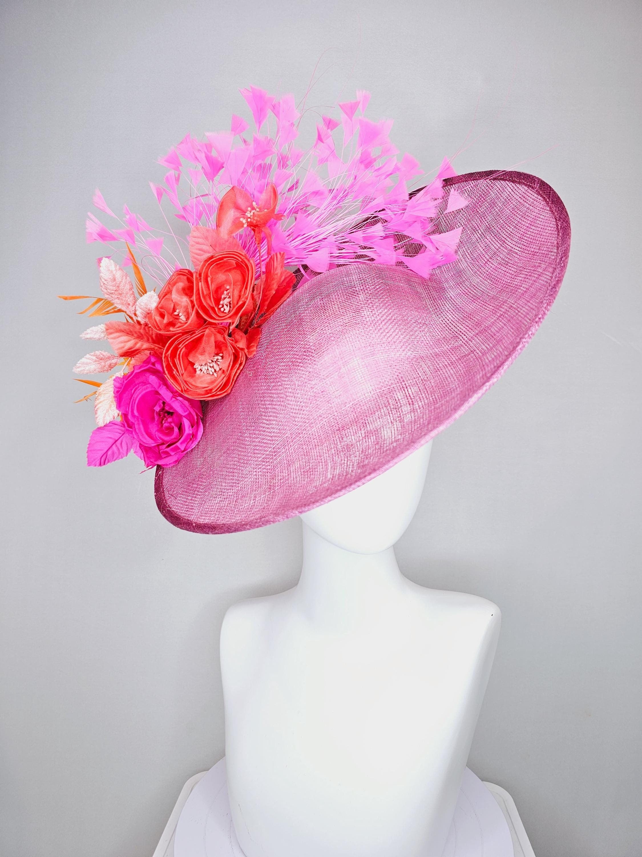 New Blush Pink Satin Flower Fascinator w Star Goose Feather Detail Ky Derby Oaks Kentucky Derby Fascinators | Milliner main image 3