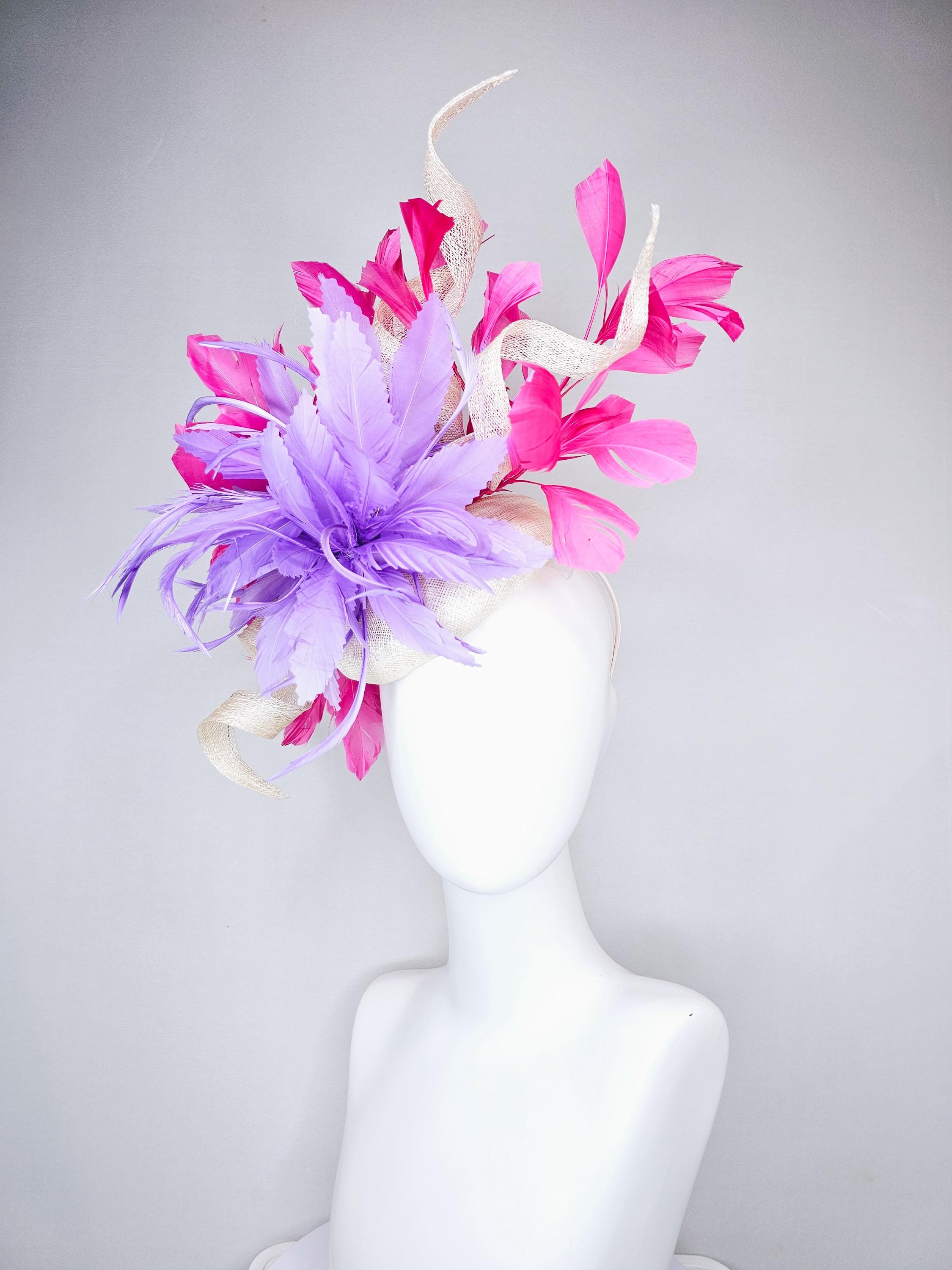 Kentucky Derby Hat Fascinator Ivory White Sinamay With Large 