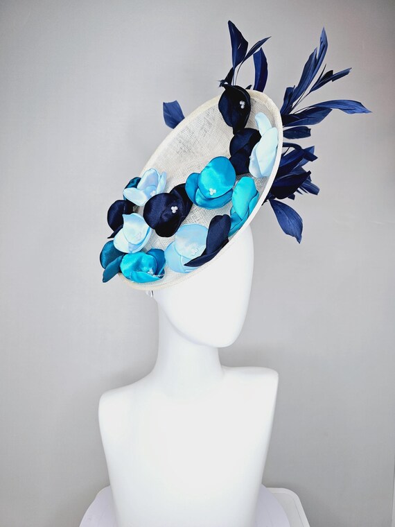 Kentucky Derby Hat Fascinator White Sinamay Saucer With  display picture 1