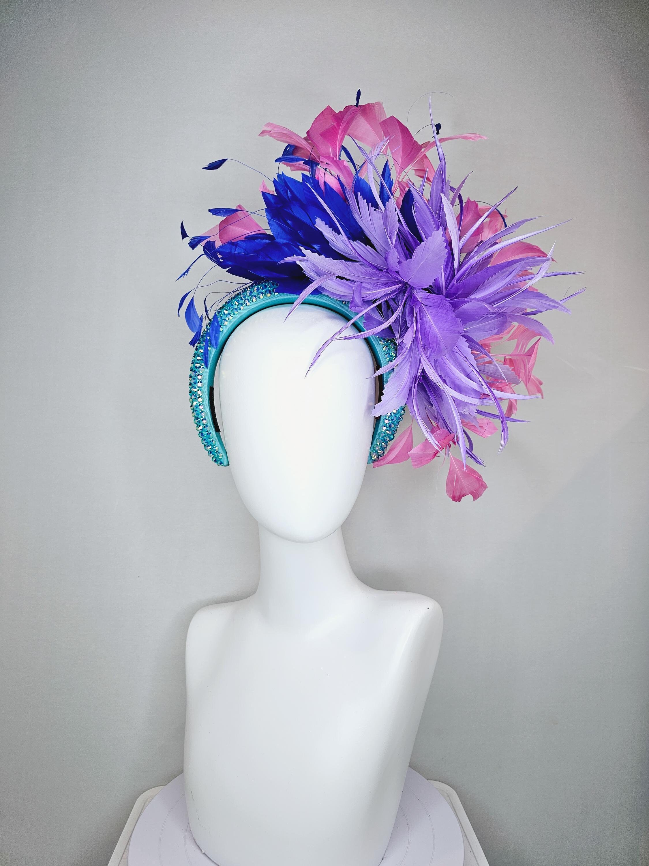 Kentucky Derby Hat Fascinator Branching Pink Royal Blue and 