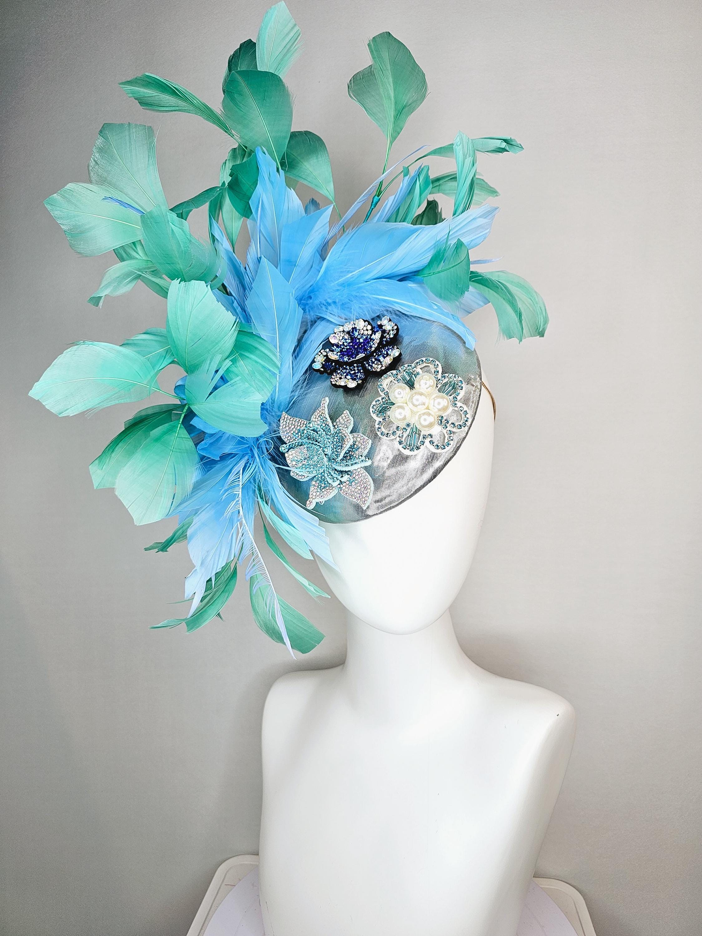 The Hat Doctor Facscinator with Pink & Blue Feathers and Cream Ribbon TheHatDoctor - Etsy main image 3