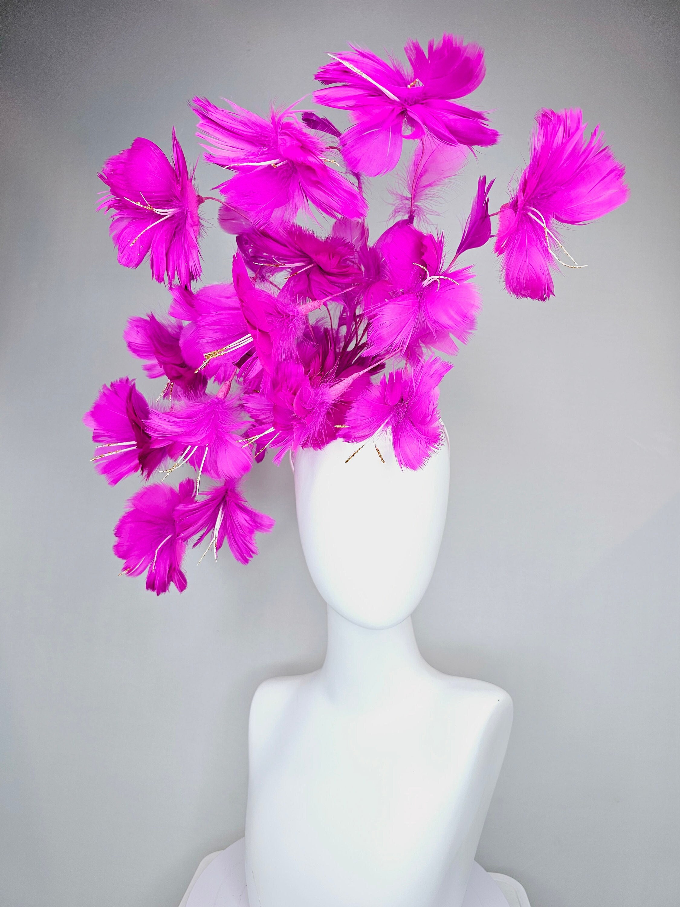 Kentucky Derby Hat Fascinator Fuchsia Bright Hot Pink Ombre 