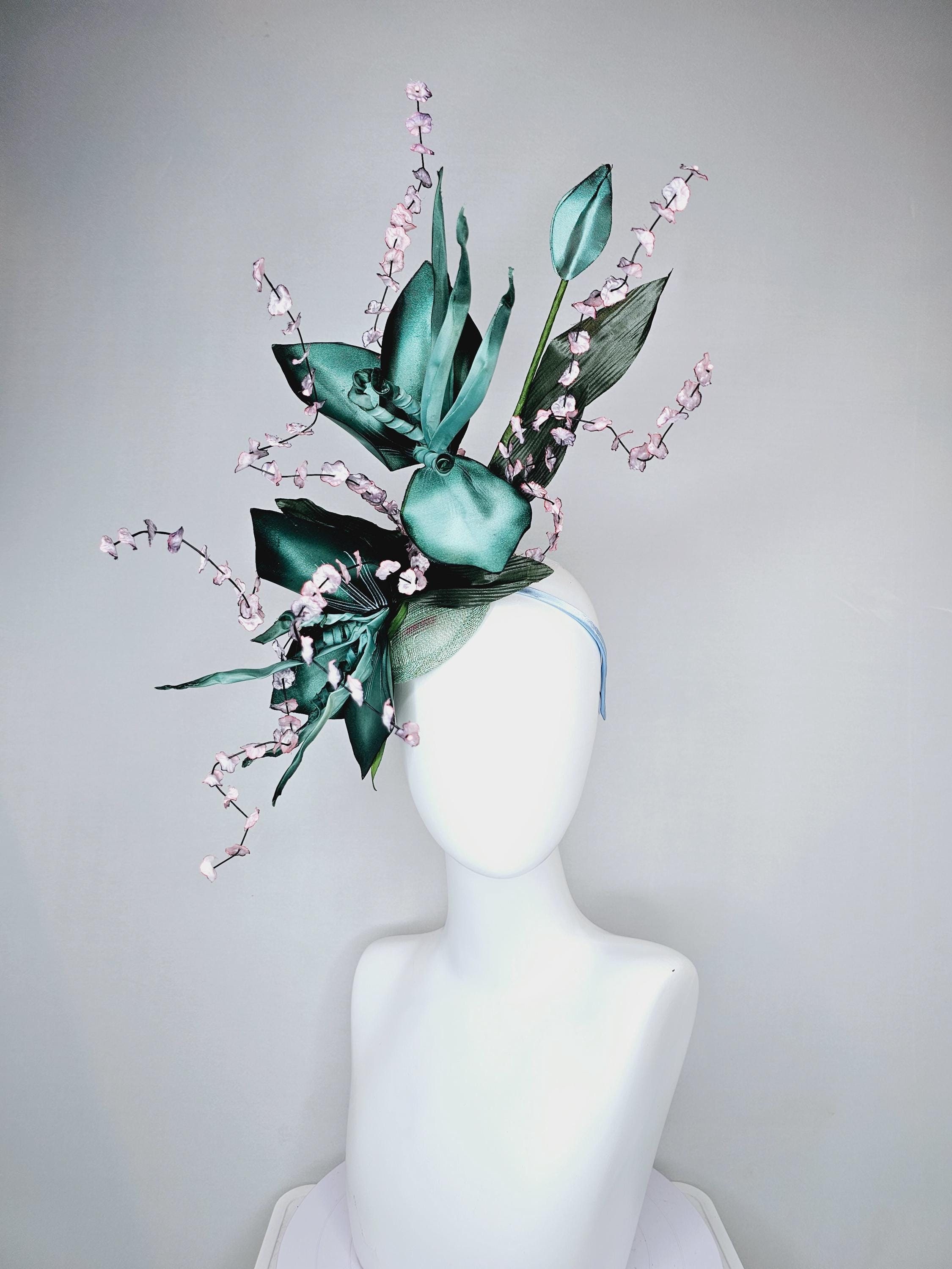 Terramina
Mint Floral Satin Church Hat with Rosette Accent M938( Ivory Turquoise Hat ) Kentucky Derby Hat Wedding Hat  main image 2