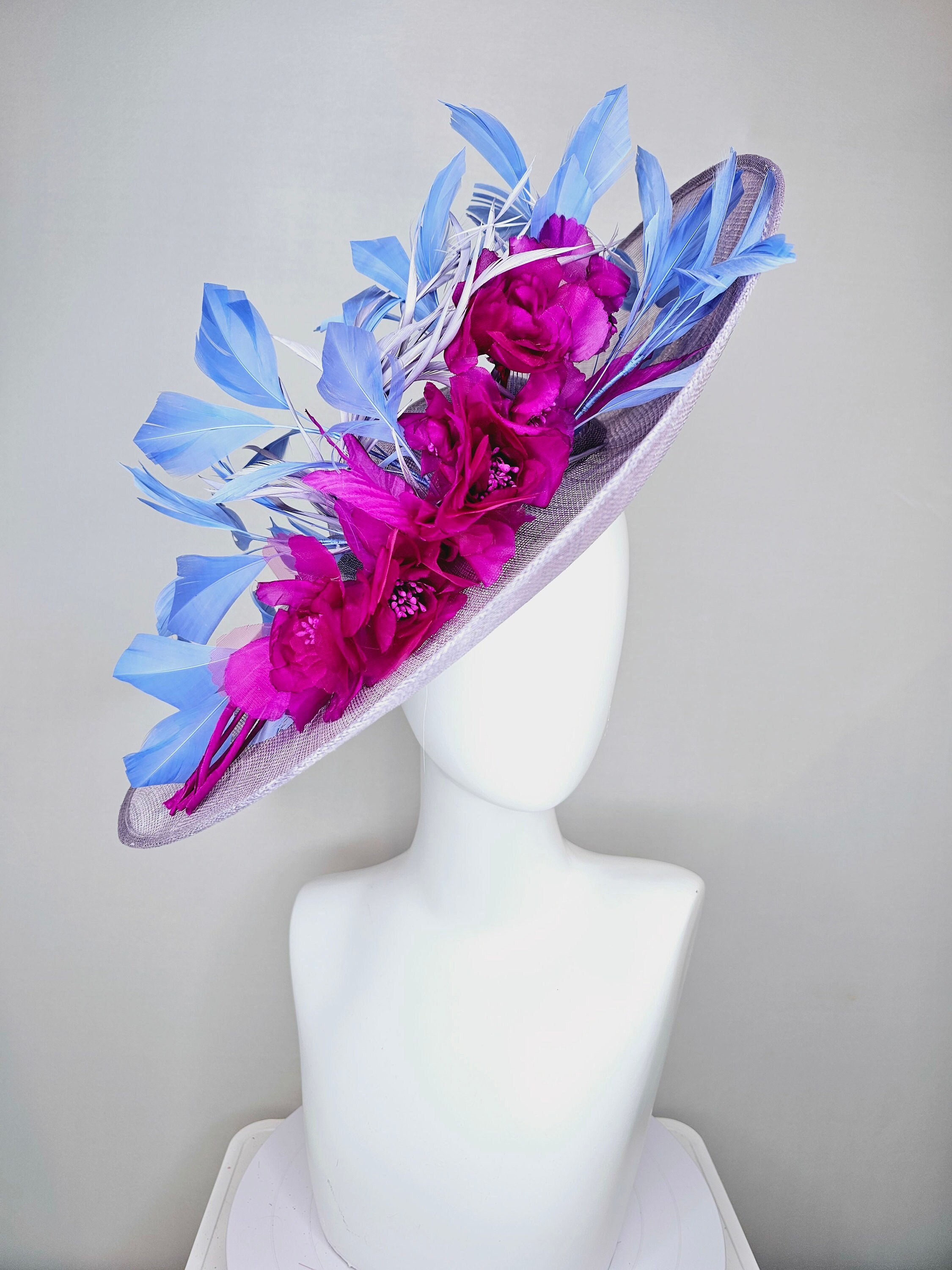 Kentucky Derby Hat Large Wide Brim Sinamay Lavender Purple  display picture 2