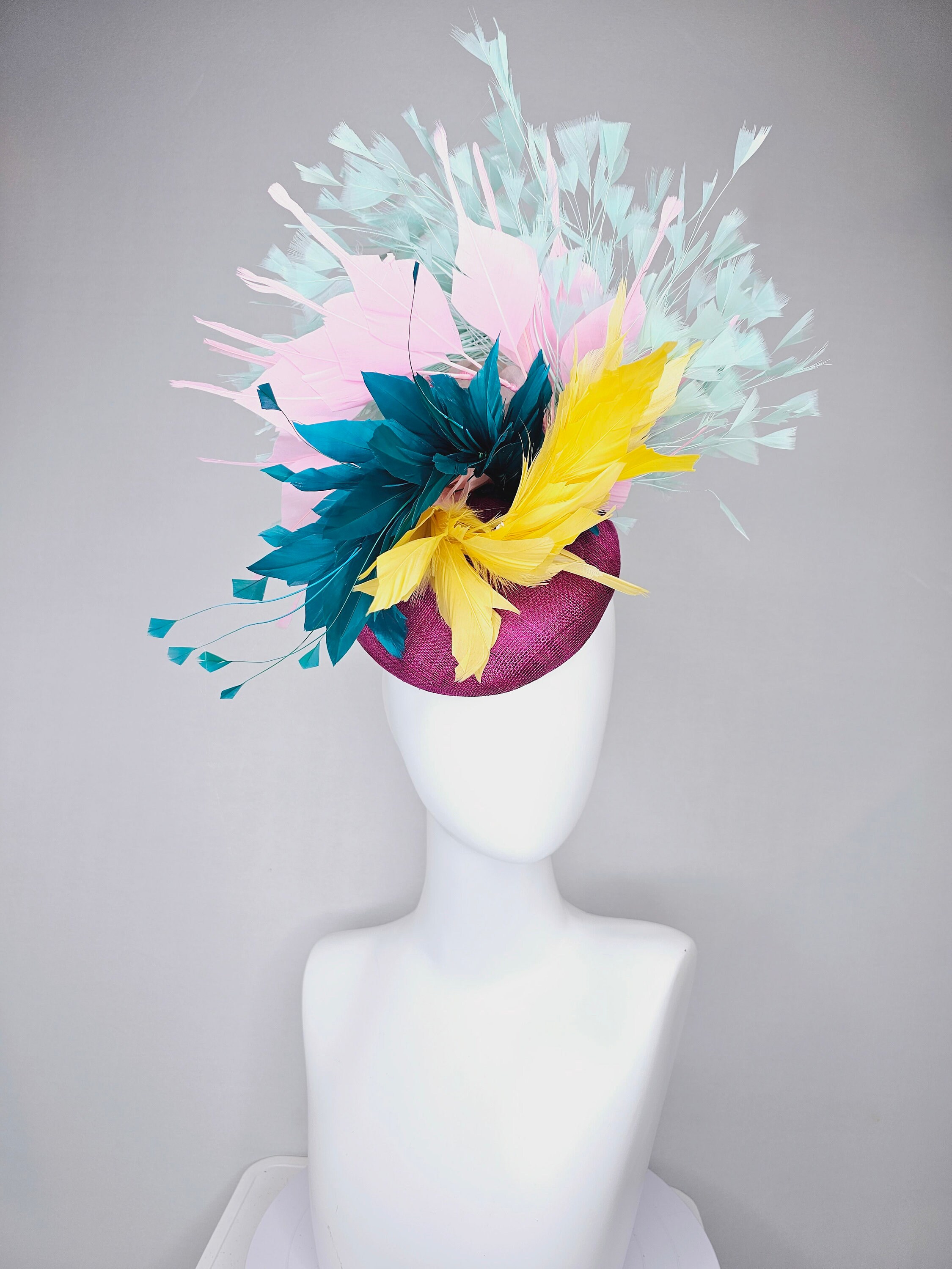 Kentucky Derby Hat Fascinator Purple Violet Sinamay With  display picture 2