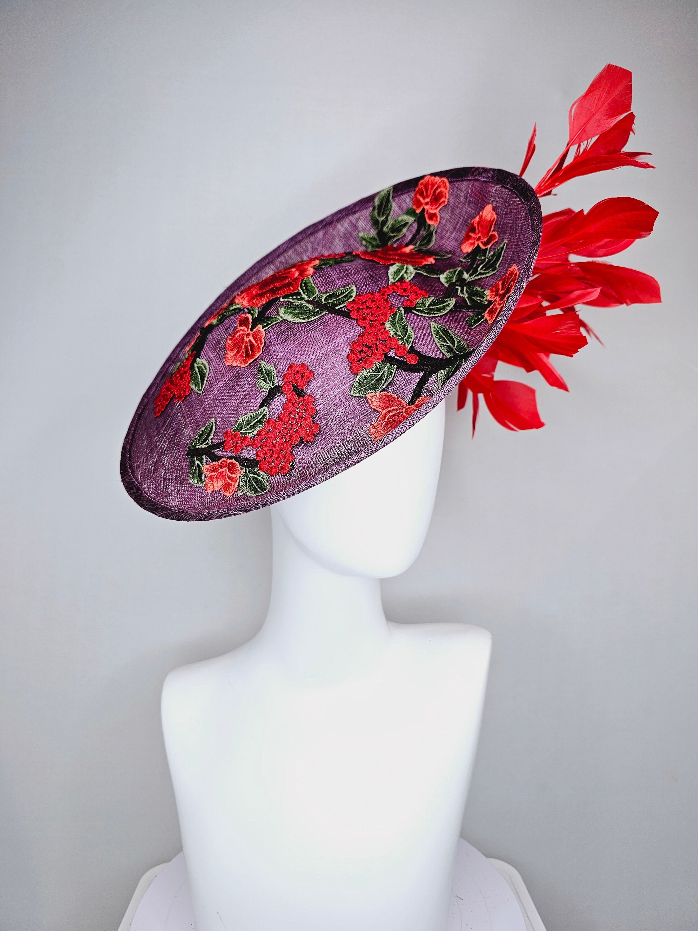 Kentucky Derby Hat Fascinator Purple Violet Sinamay Saucer  display picture 2