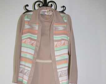Vintage Southwestern Scooter Dress Set Butterfly Collar 38" Bust No Size-See Stats Retro Double Knit