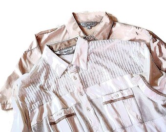 2 Vintage Polo Popover Knit Shirts Men's L By Palmland Retro Hipster-Skater-Streetware