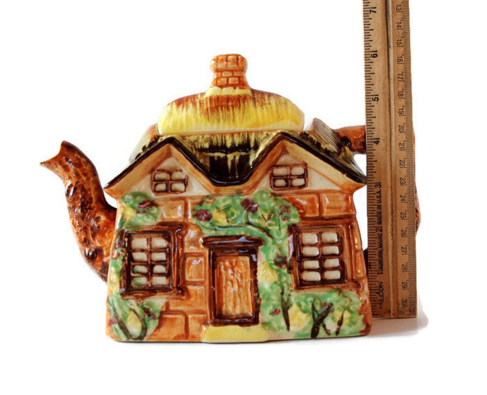Vintage Cottage Teapot Hand Painted From Occupied Japan Etsy