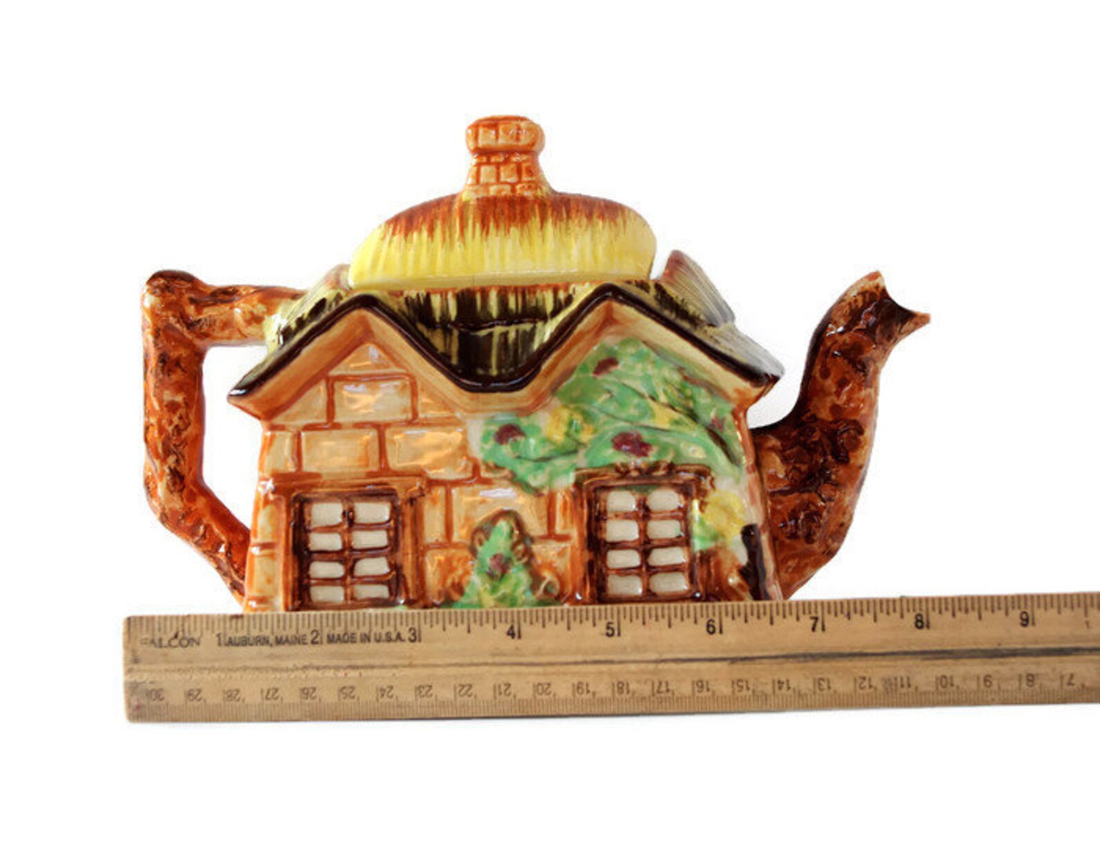 Vintage Cottage Teapot Hand Painted From Occupied Japan Etsy