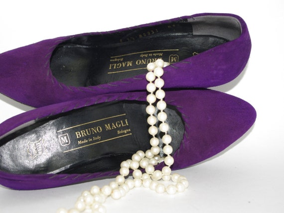 Vintage Purple Suede Pumps Leather 