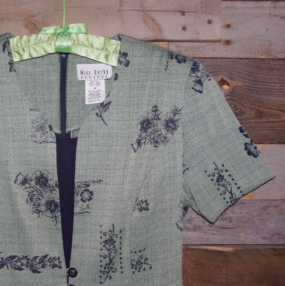 Vintage Tunic Top Dress Navy & Shades of Green Size 8P by Miss | Etsy