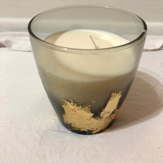 Stemless gold leaf soy candle Etsy