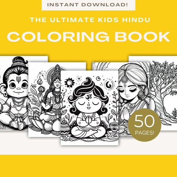 Hindoe-kleurboek voor kinderen | Indiase kleurboek | Desi kleurboek | Desi Kids | Kleurboek | Hindoegoden | Krishna | Lakshmi | Rama |