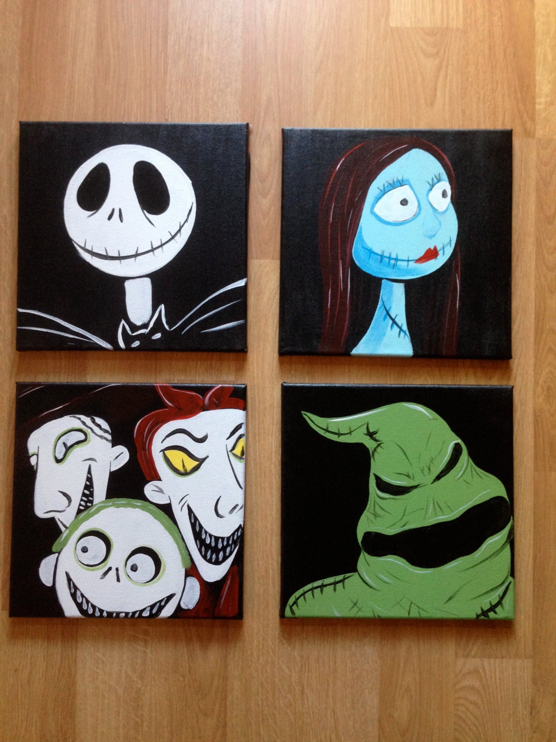 Nightmare Before Christmas Canvas Portraits Hand Painted Etsy