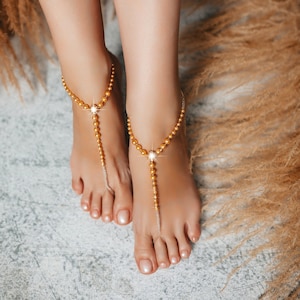 Barefoot Sandals, Beaded barefoot sandals, Beach wedding Barefoot Sandal, Pearl Barefoot shoes, Bridal Barefoot Sandals, footless sandal