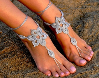 Crochet Barefoot Sandals, Foot jewelry, Bridesmaid accessory, Barefoot sandles, Anklet, Wedding shoes, Beach Wedding, Summer shoes