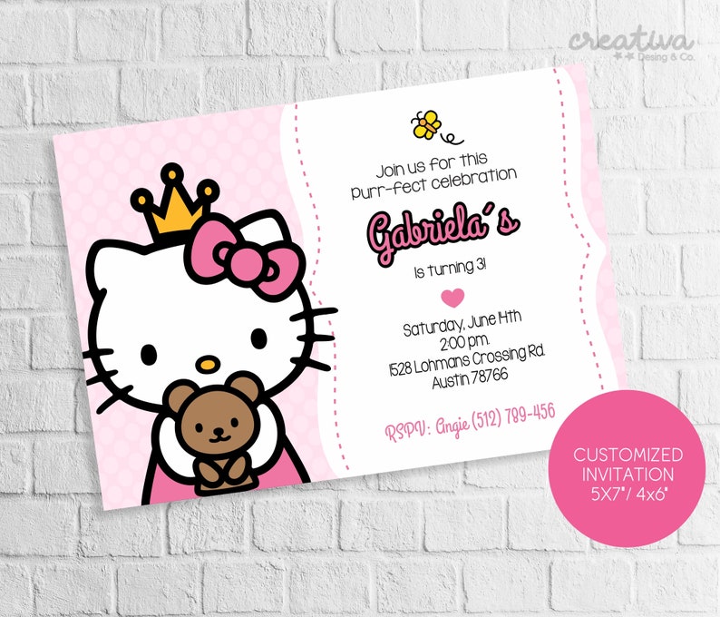 Kitty Birthday Party Invitation DIGITAL FILE PRINTABLE | Etsy
