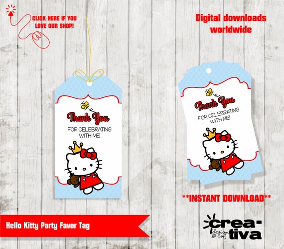 Favor Tags / Hello Kitty Gift Tags / Hello Kitty Birthday / | Etsy