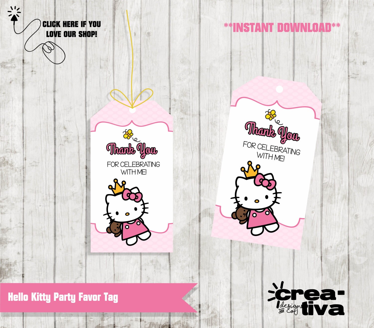 Favor Tags / Hello Kitty Gift Tags / Hello kitty Birthday / | Etsy