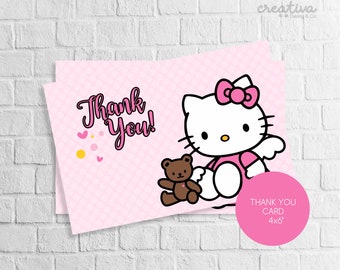 hello kitty thank you cards etsy