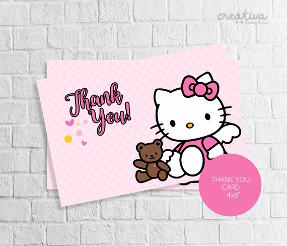 Hello Thank You Card Kitty Printable Digital Freeimprimible Etsy Hello Thank You Card Kitty Printable Digital Freeimprimible Etsy