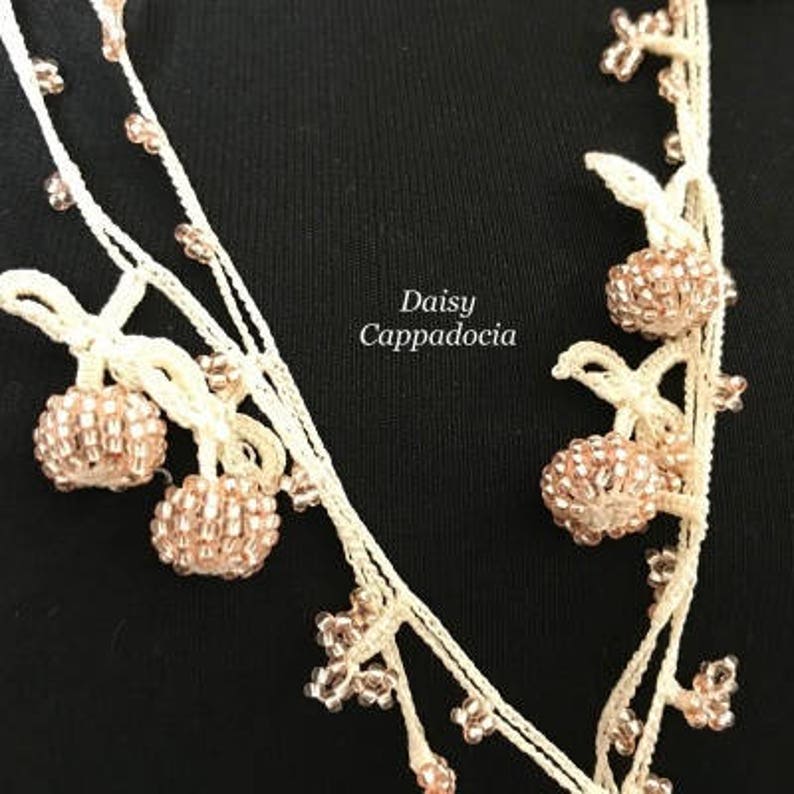 Turkish OYA Lace Needle Lace Necklace Lariat berry Etsy