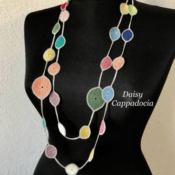 Turque OYA dentelle-collier dentelle à l’aiguille-Lariat [Drop] gris & mix-coloré robes bijoux