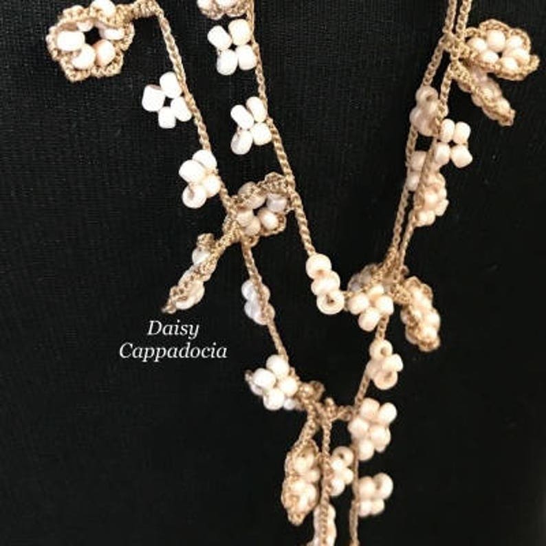 Turkish OYA Lace Needle Lace Necklace Lariat cascade Etsy