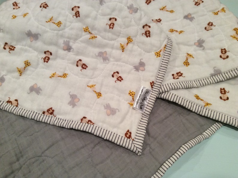 Baby quilt double gauze muslin handmade baby blanket monkeys Etsy