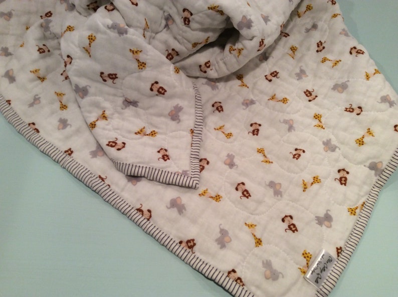 Baby quilt double gauze muslin handmade baby blanket monkeys Etsy