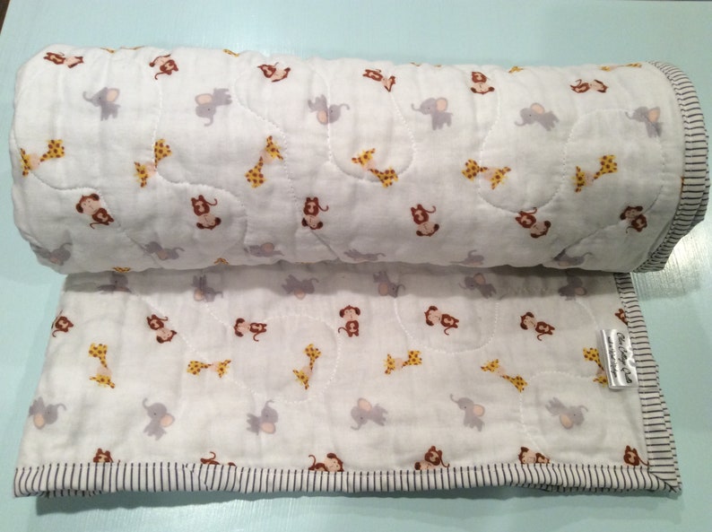 Baby quilt double gauze muslin handmade baby blanket monkeys Etsy