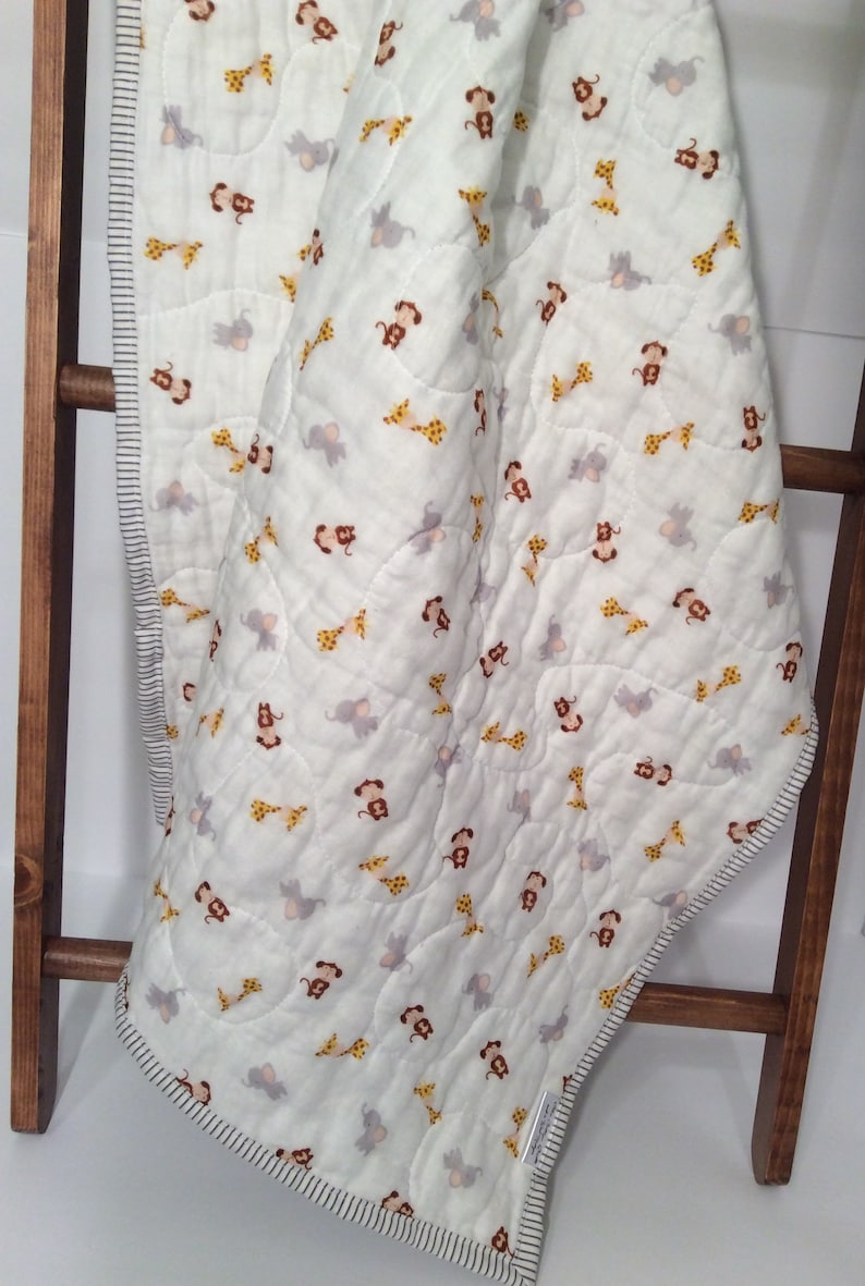 Baby quilt double gauze muslin handmade baby blanket monkeys Etsy