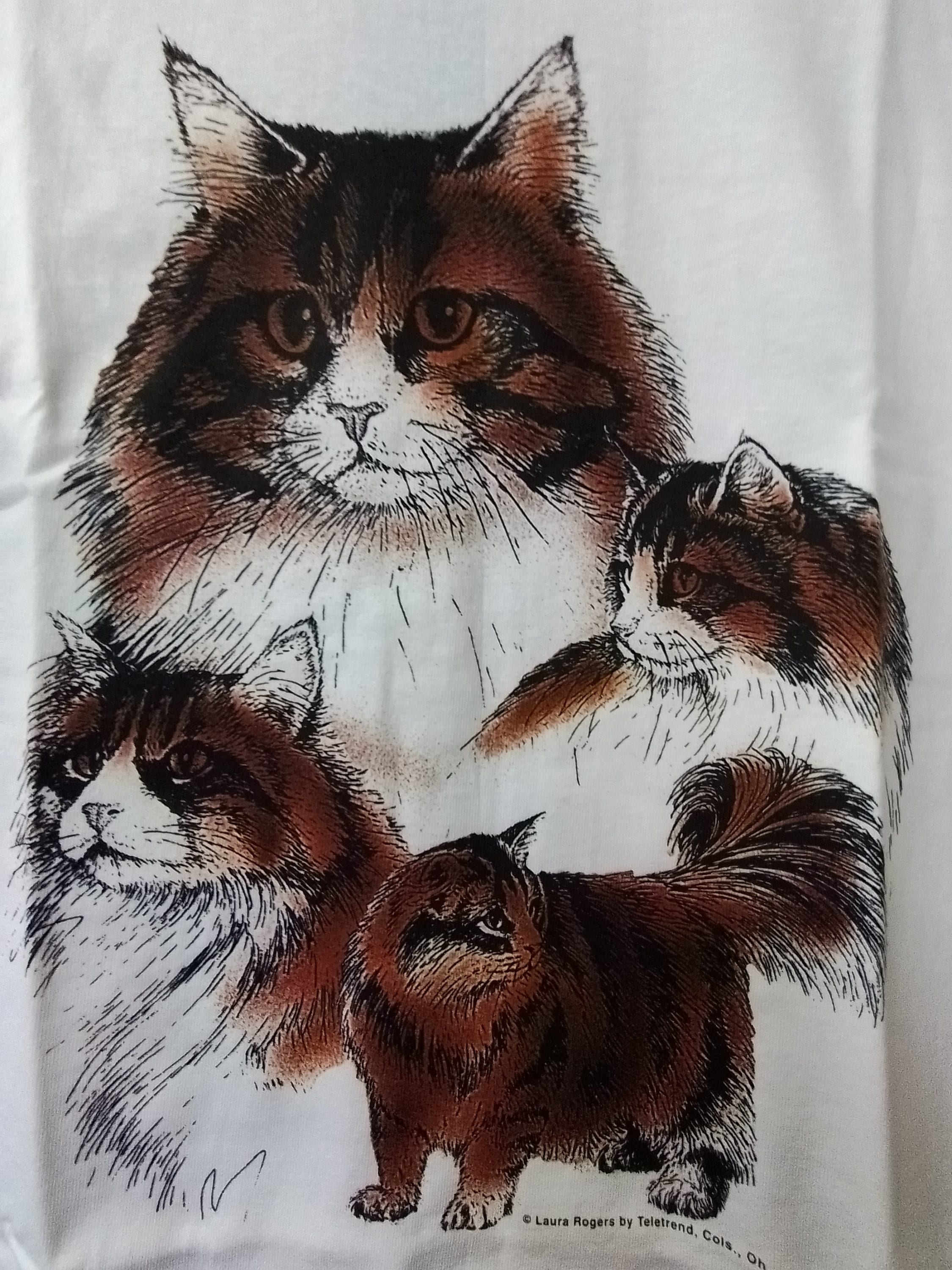 【in a row】[UNISEX] Cats Overfit T-shirt Cat T-shirt With Multiple Kitties Displayed , on a Hanes