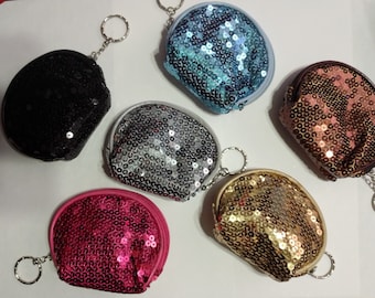 Adorable totally sequined both sides Coin Purse in choice of colors with zipper closing