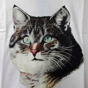 Lovely BIG Kitty T-shirt on a Hanes Heavyweight t-shirt, Color is white, size is small
