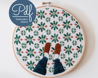 Pieds fantaisie - Motif de broderie - Téléchargement numérique PDF