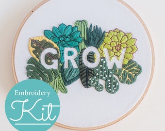 GROW Embroidery Kit ~ Do it Yourself Embroidery Kit with Pattern